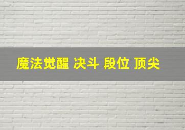 魔法觉醒 决斗 段位 顶尖